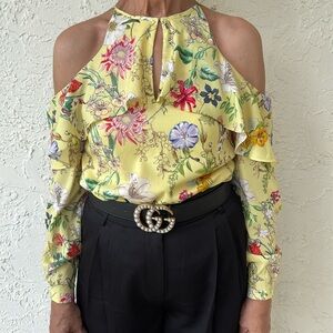 Parker Longsleeve Off-Shoulder Floral Blouse